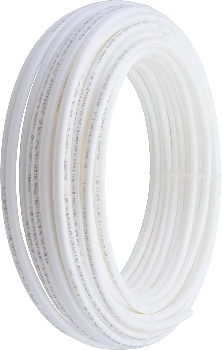 SharkBite 1/2 Inch x 300 Feet White PEX-B, PEX Pipe Flexible Water Tubing for Plumbing, U860W300
