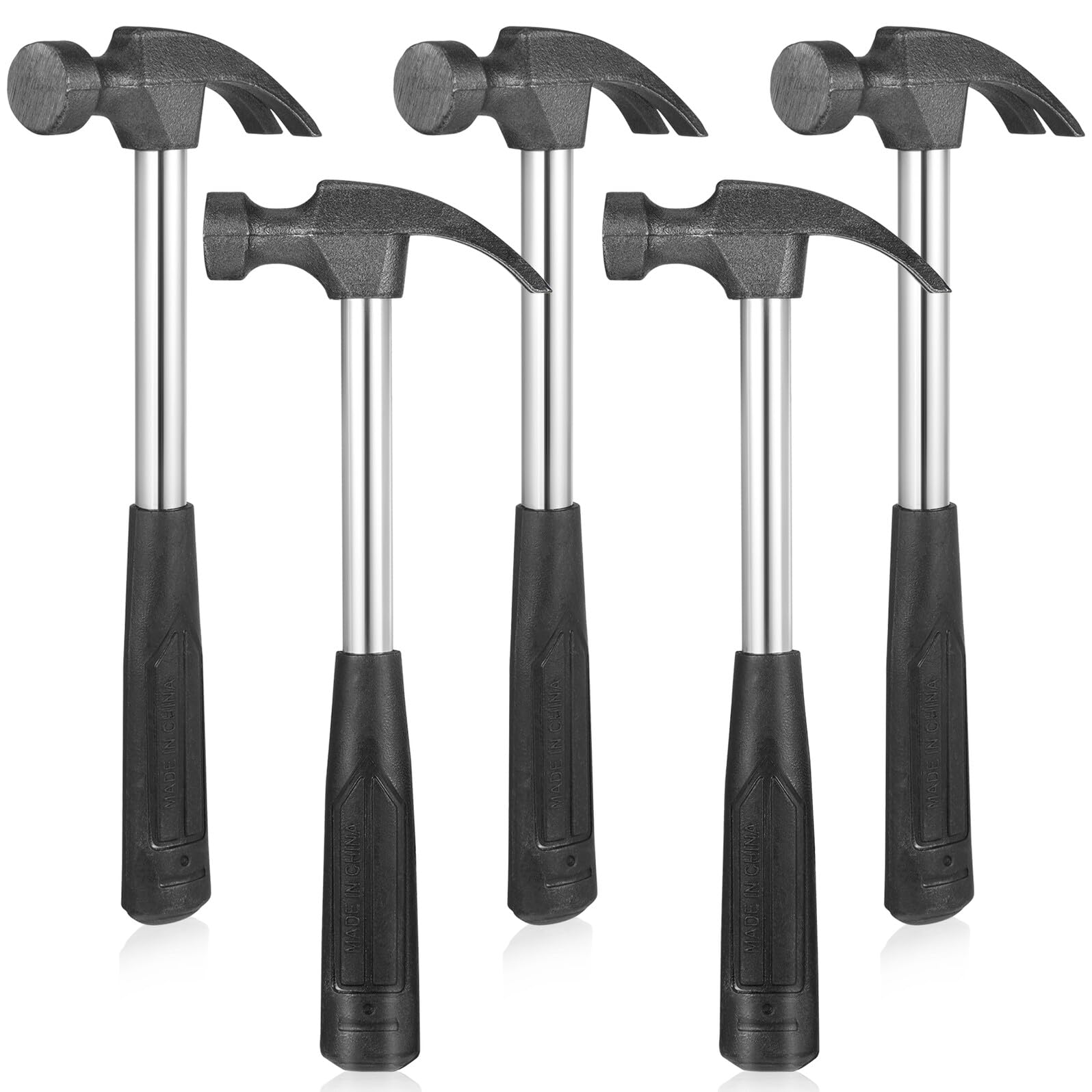Mini Martillo de Garra Negro, 5 Piezas, Portátil para Acampar | Plástico y Tubo de Acero, Formato Compacto, Lote de 5 Unidades, Uso Exterior y Trabajo Manual