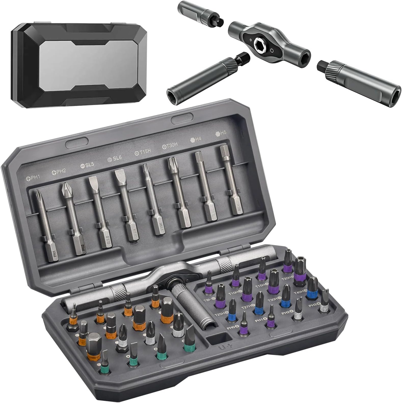 42 in 1 Magnetic Screwdriver Set, Multi Bit Ratcheting Screwdriver Set T Handle Repair Tool Kit for Furniture, Computer, Bicycle and DIY for Christmas Gifts Ratchet Screwdriver