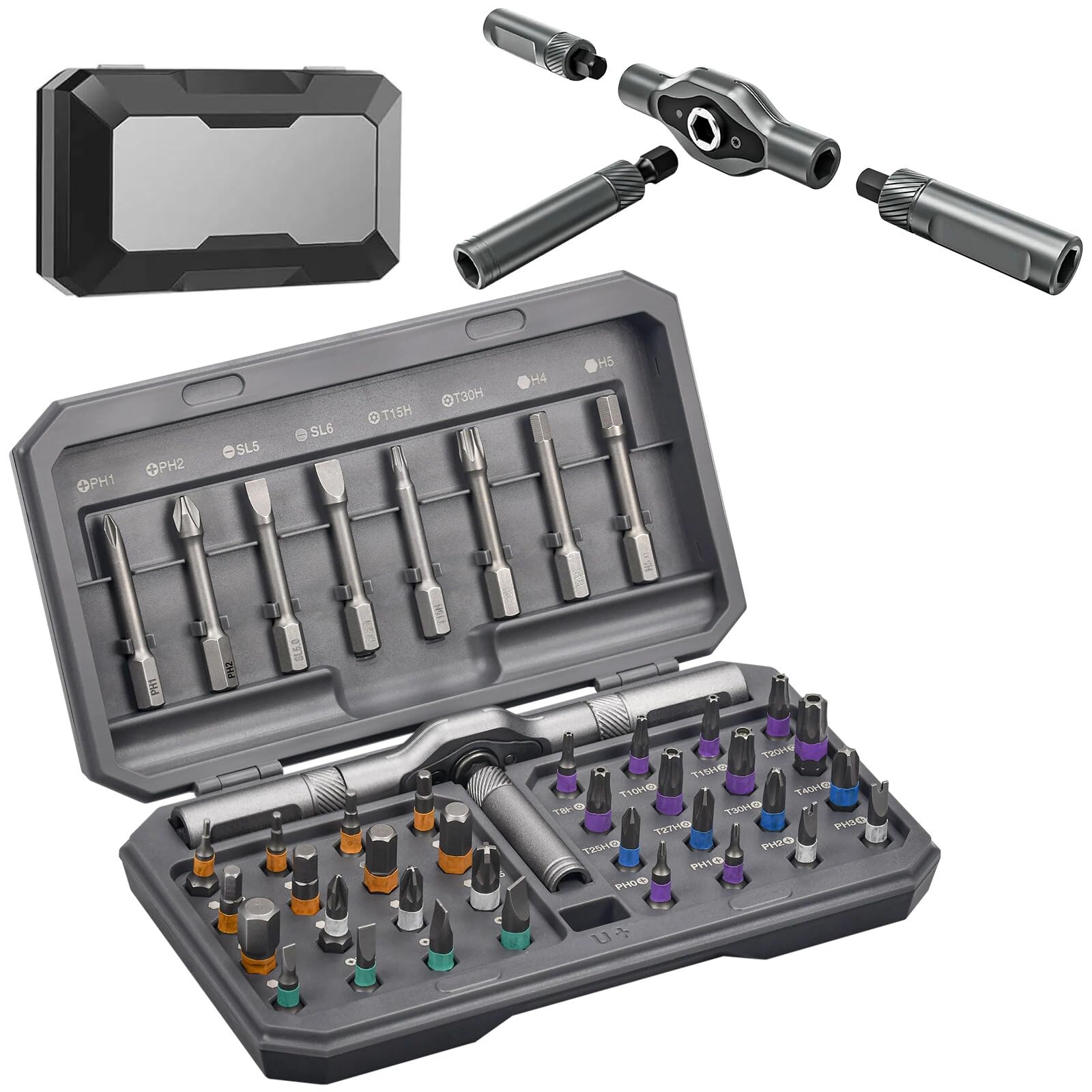 42 in 1 Magnetic Screwdriver Set, Multi Bit Ratcheting Screwdriver Set T Handle Repair Tool Kit for Furniture, Computer, Bicycle and DIY for Christmas Gifts Ratchet Screwdriver