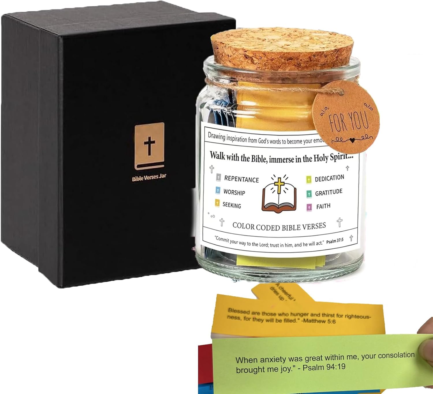 Bible Verses in Jars,Glass Colorful Bible Verse Jars