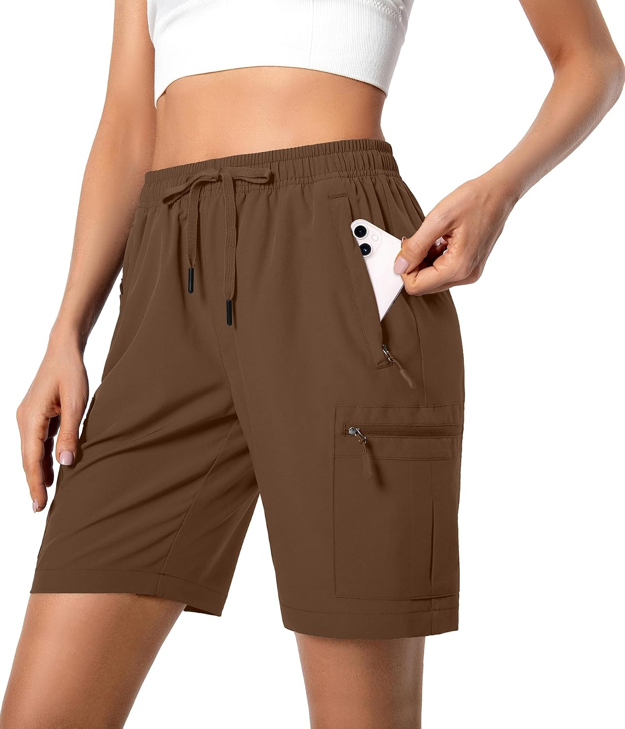  Women's Lightweight Hiking Cargo Shorts Quick Dry with Zipper Pockets thumbnail