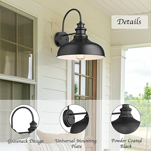 Miniatura 5 de Bestshared Luces de granero para exteriores, iluminación de granero de pared mediana para exteriores, apliques de pared industriales, accesorio de