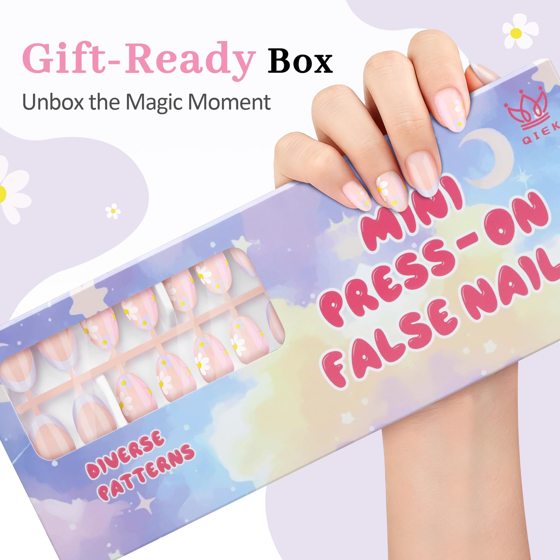 QIEK Kids Extra-Short Almond Press-On Nails