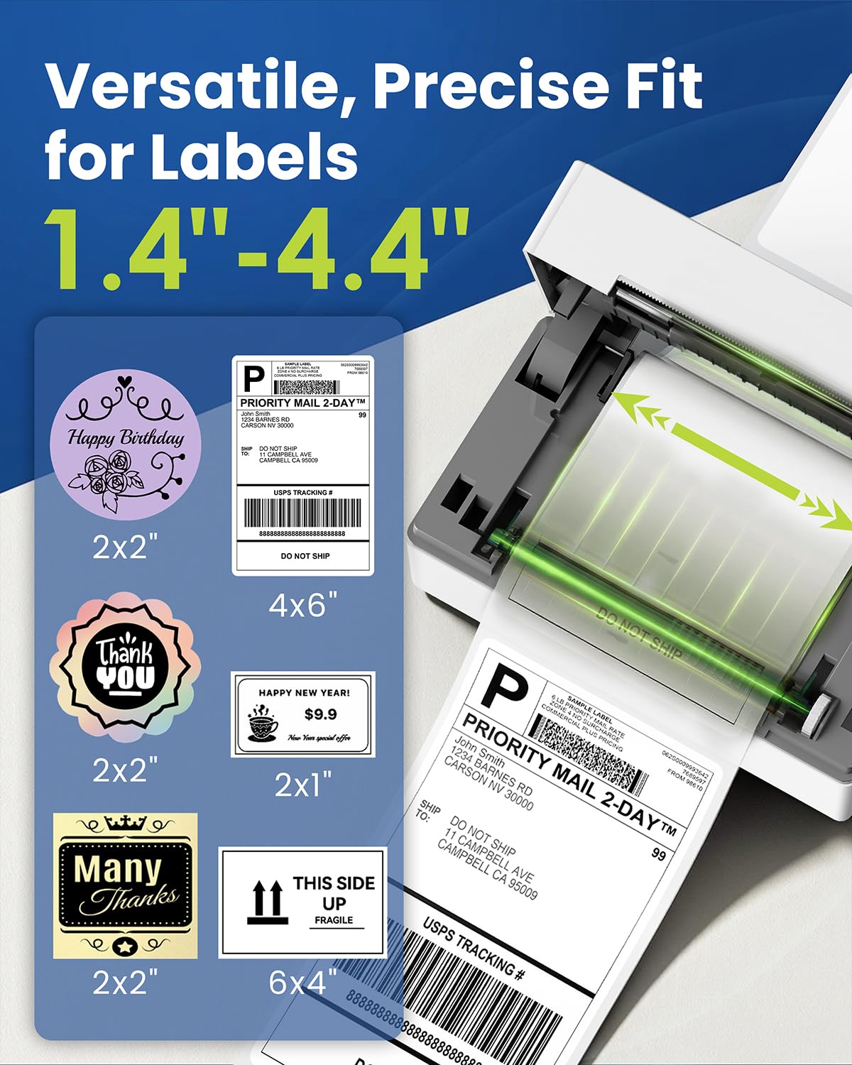 Labeer Stampante termica per etichette di spedizione, stampante Bluetooth 4x6 per piccole imprese e pacchi di spedizione, compatibile con Android, iOS, Windows, Mac, Chromebook, USPS, Ebay, Shopify e
