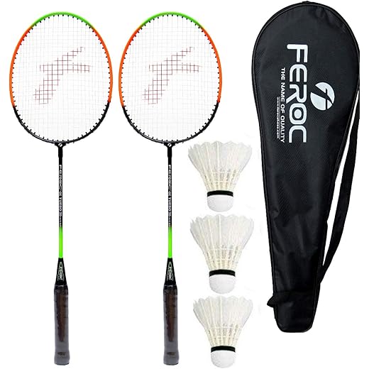 FEROC Aluminium Badminton Racket Set, Multicolor