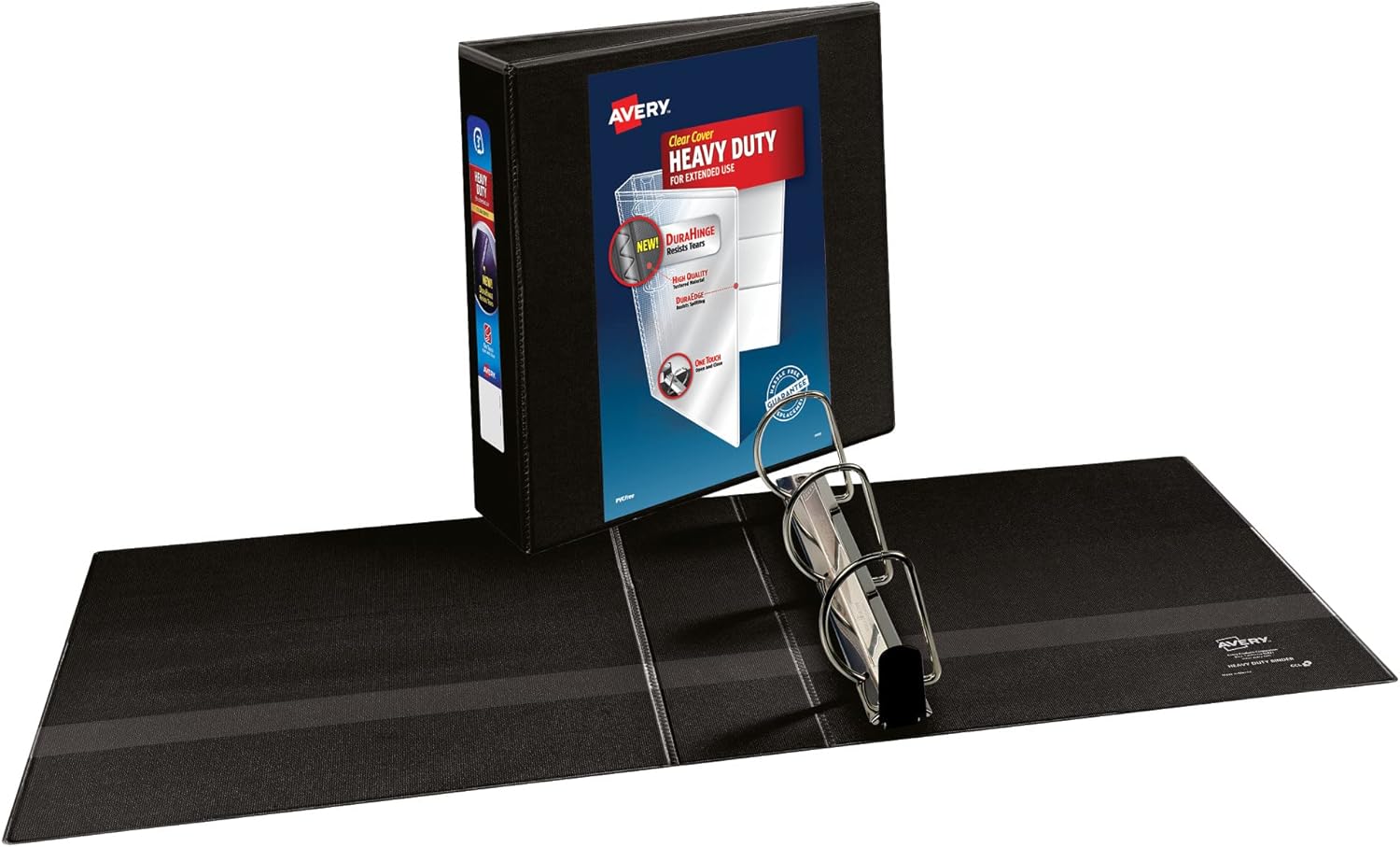avery heavy-duty view 3 ring binder, 3" one touch slant rings, holds 8.5" x 11" paper, 1 black binder (05600)