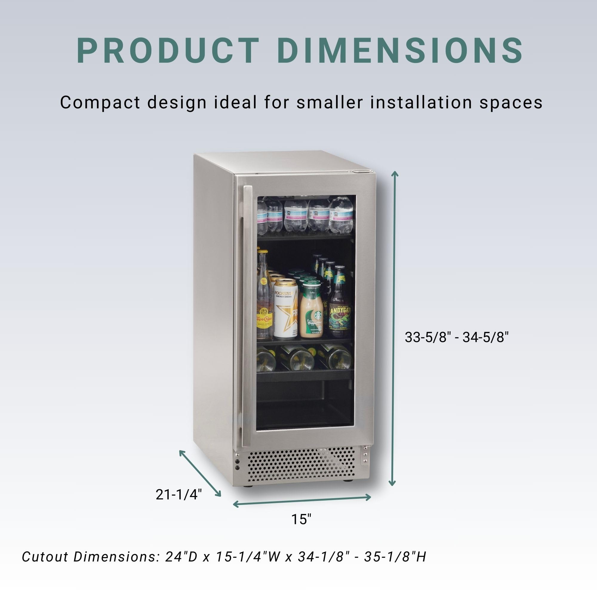 Marvel Northland Collection 15" Undercounter Beverage Center With Glass Door, 2 Adjustable Shelves & 1 Full-Extension Wine Rack, Stores Up To 5 Bottles Of Wine And 64 12-Oz Cans, Indoor/Outdoor Rated on Fridge.com - View 3