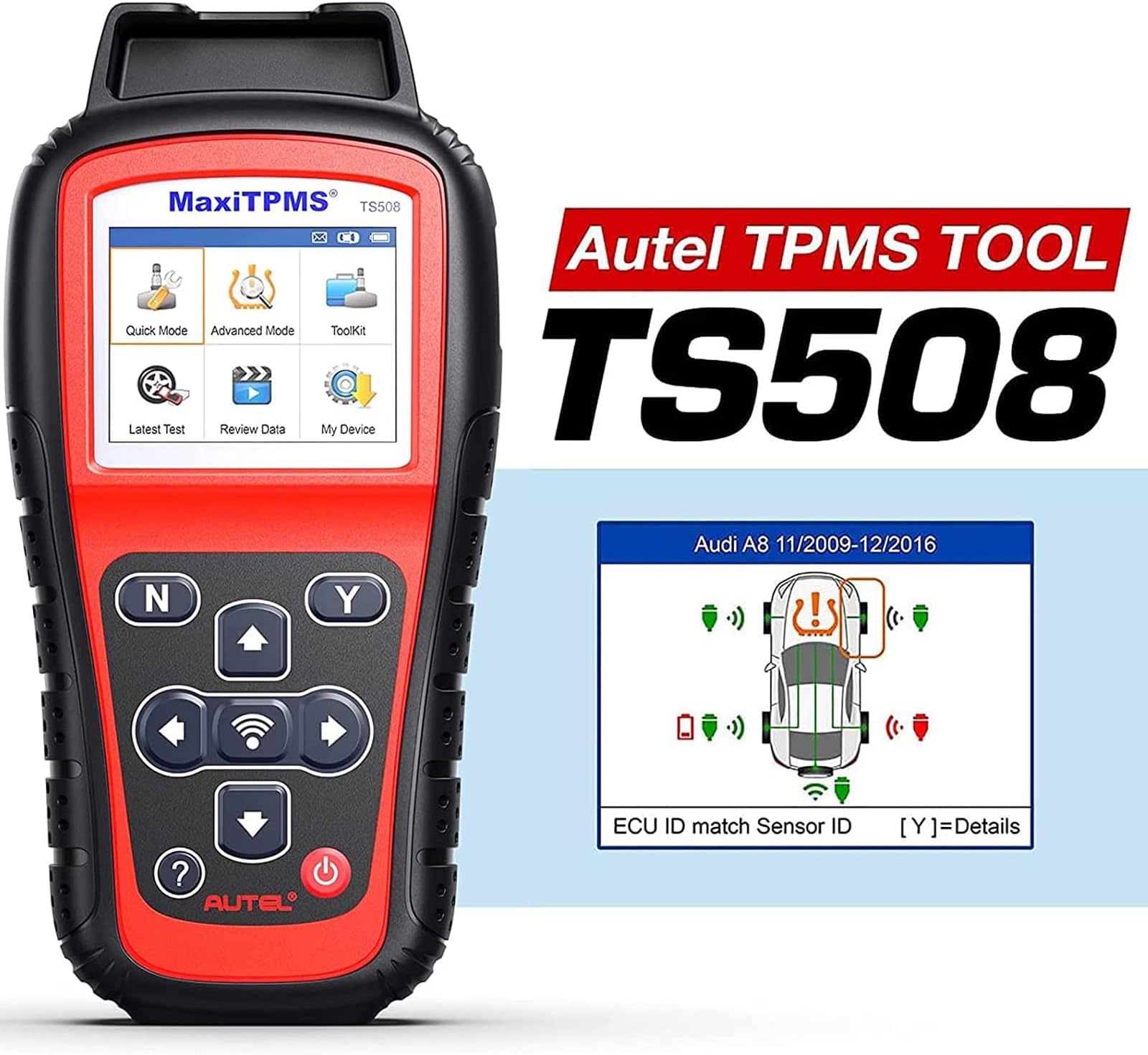 MaxiTPMS TS508WF TPMS Programming Tool, 2026 WiFi Ver. of TS508 TS501 Pro TS408S, Program Autel TPMS Sensors (315/433MHz), TPMS Reset/Relearn/Activate All Sensors, TPMS Scan Tool Read/Clear DTCs