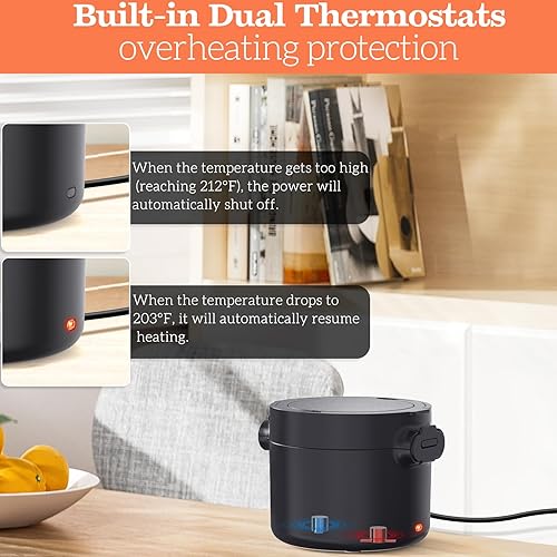 Miniatura 7 de Lonchera eléctrica, calentador de alimentos portátil de 33 onzas, calentamiento rápido de 100 W y acero inoxidable 304 a prueba de fugas, 3 en 1