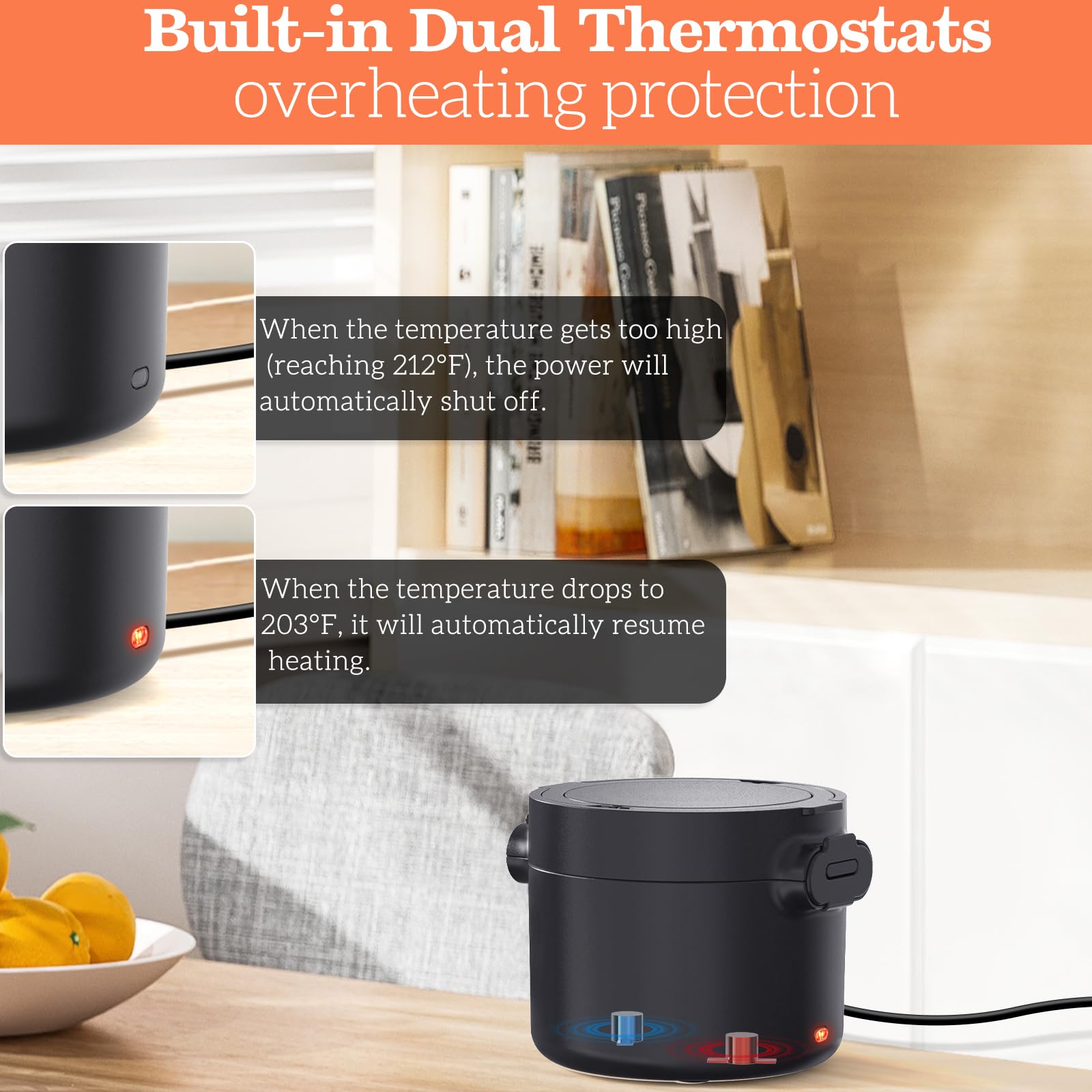Lonchera eléctrica, calentador de alimentos portátil de 33 onzas, calentamiento rápido de 100 W y acero inoxidable 304 a prueba de fugas, 3 en 1 (automóvil 12 V/24 V y hogar 110 V) | Perfecto para 7