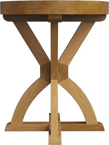 Miniatura 6 de Lavish Home Mesa auxiliar con pedestal de madera de mango, natural