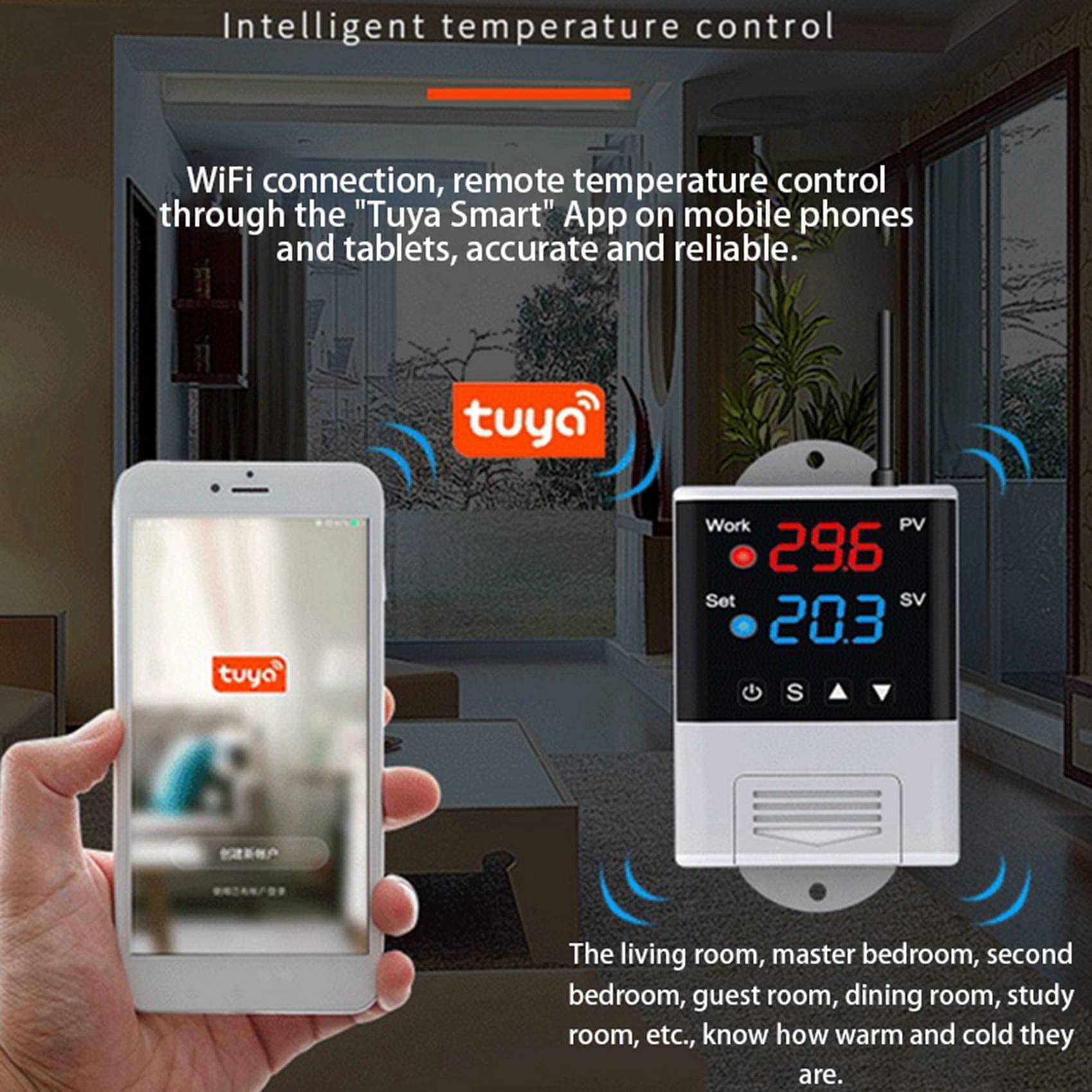 2 X fili Wifi regolatore di temperatura Termostato AC110-220V DTC1201 sensore display digitale APP controllo