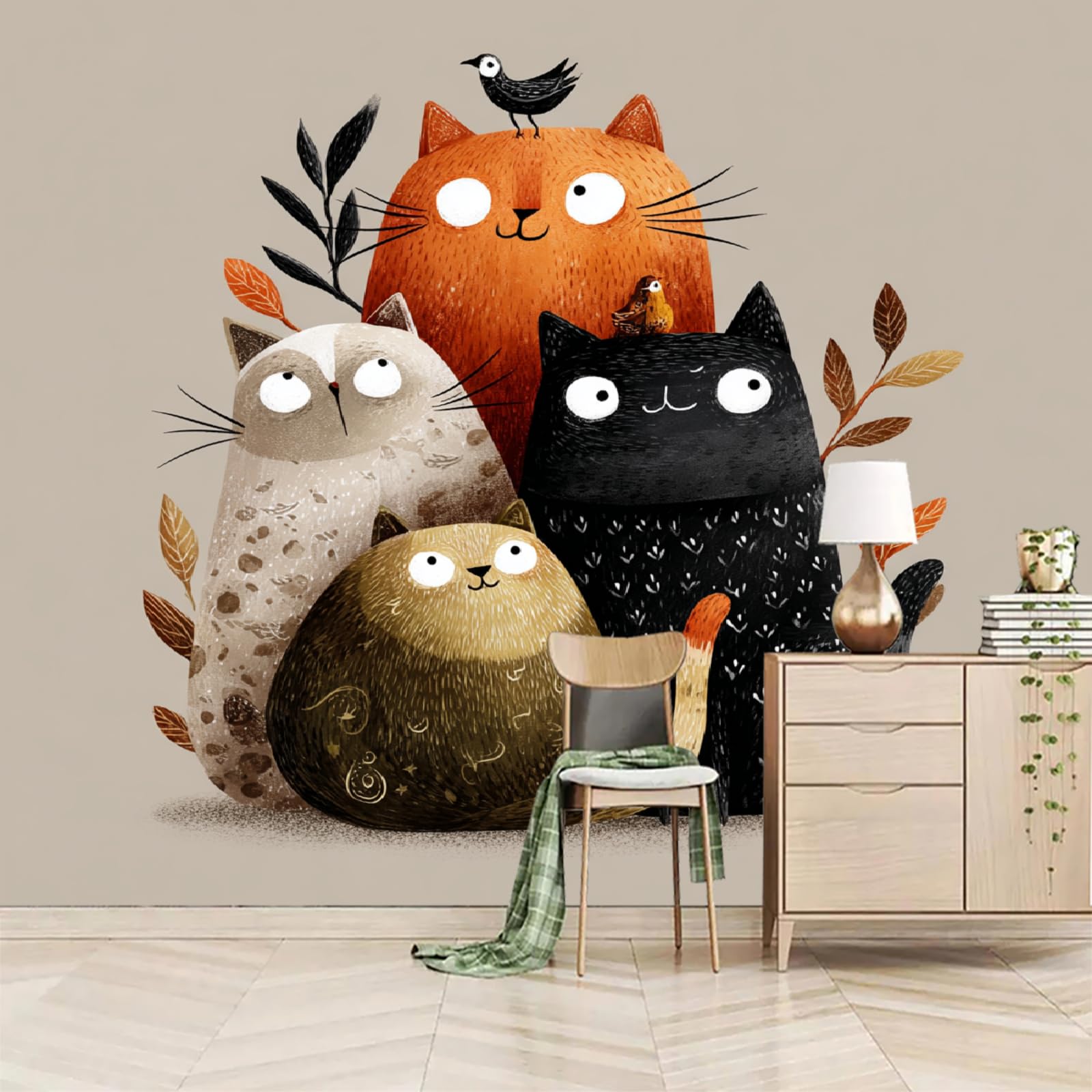 Murale Panoramique Chaton Intissé Wallpaper 350 * 256 cm Geant Mural Art Animal Pour Salon Chambre Décoration Murale
