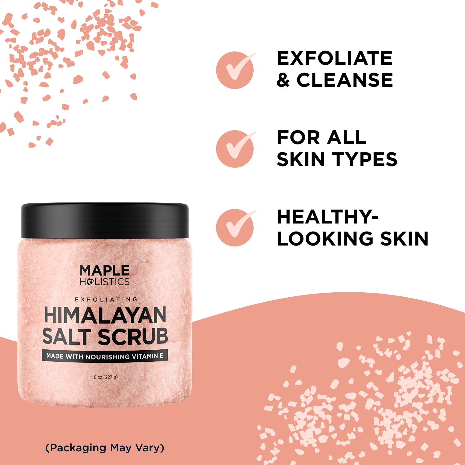 Himalayan Salt Exfoliating Body Scrub - Pink Himalayan Salt Scrub Body Exfoliator with Nourishing Body Oils Hydrolyzed Collagen and Lychee Fruit Essential Oil for Legs Thighs Butt and Full Body Care : Beauty & Personal Care