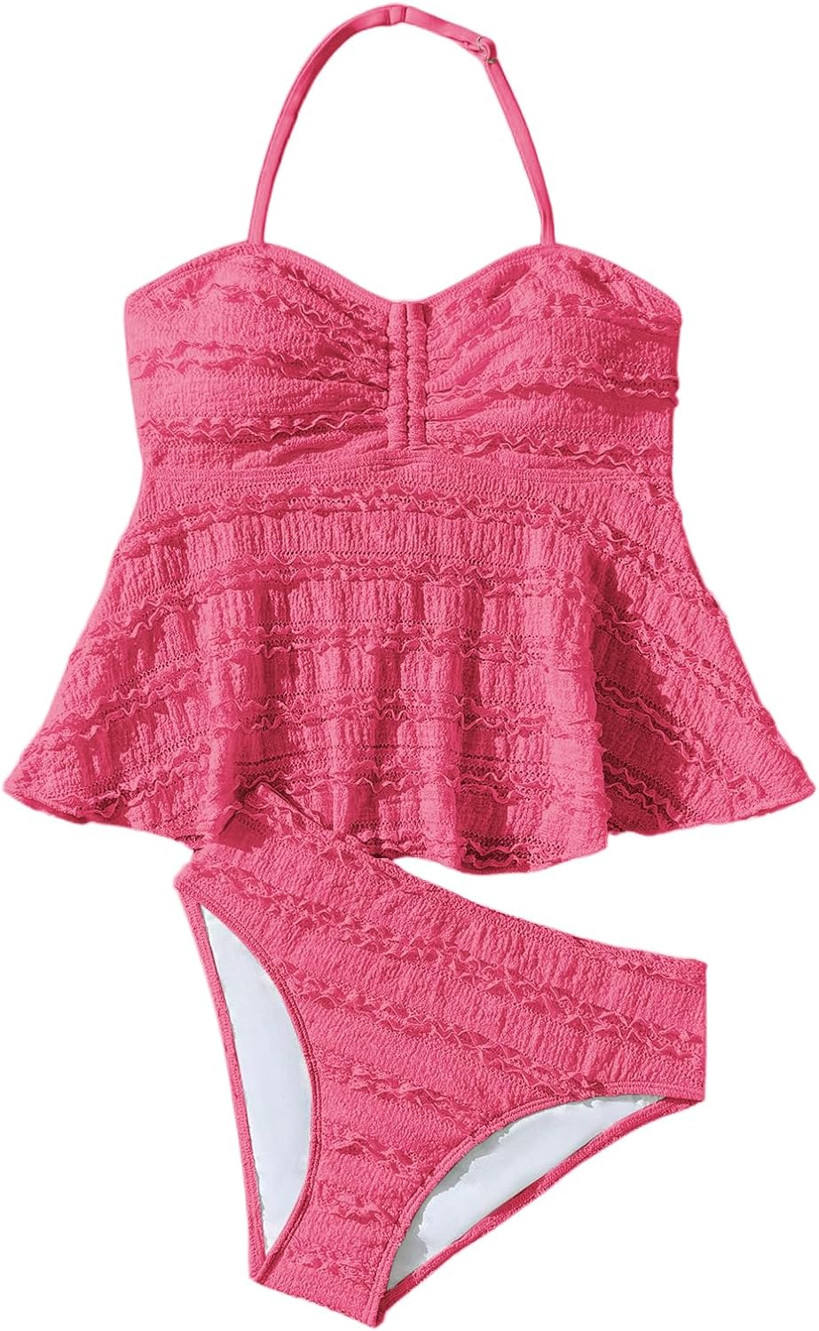SHENHE Girl's 2 Piece Halter High Waisted Tankini Ruffle Swimsuit Bathing Suit Bikini Sets