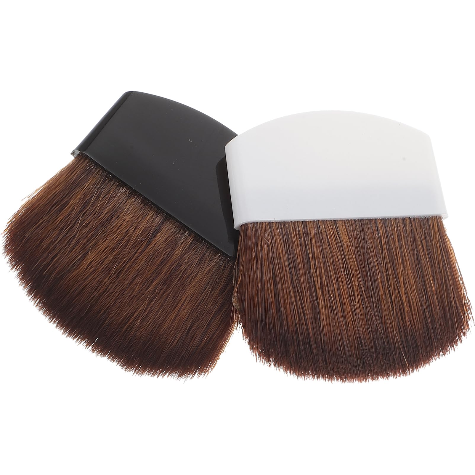 Pennelli per Blush Professionali Portatili 2 Pezzi Setole Dense in Crine di Cavallo, Manico in Plastica Bianco e Nero, per Trucco Viso e Polvere