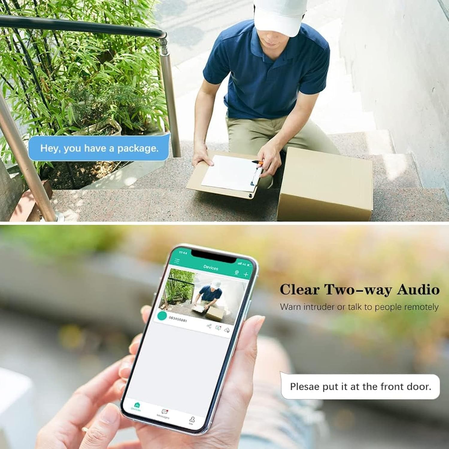 Walfront Smart Security Camera placed on a shelf in a living room