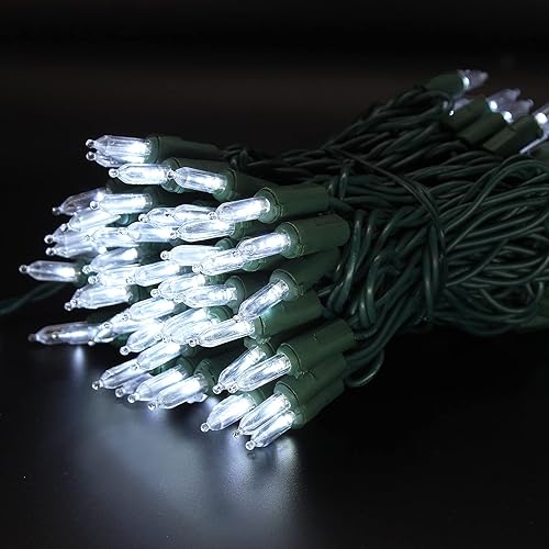 Miniatura 4 de Guirnalda de 100 luces LED de color blanco frío, cable verde de 35 pies, certificado UL, conectable, mini luces de Navidad para exteriores o