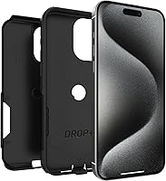 Vista 4 de OtterBox Funda para iPhone 15 Pro MAX (Only) Commuter Series, negra, delgada y resistente, apta para bolsillo, con protección de puerto