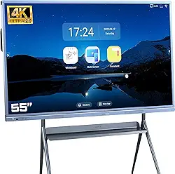 Placa Inteligente para Sala de Aula e Conferência, Lousa Eletrônica de 55 Polegadas, Sistema Operacional Android e Windows com 4K HD Touch Screen, Lousa Interativa Digital