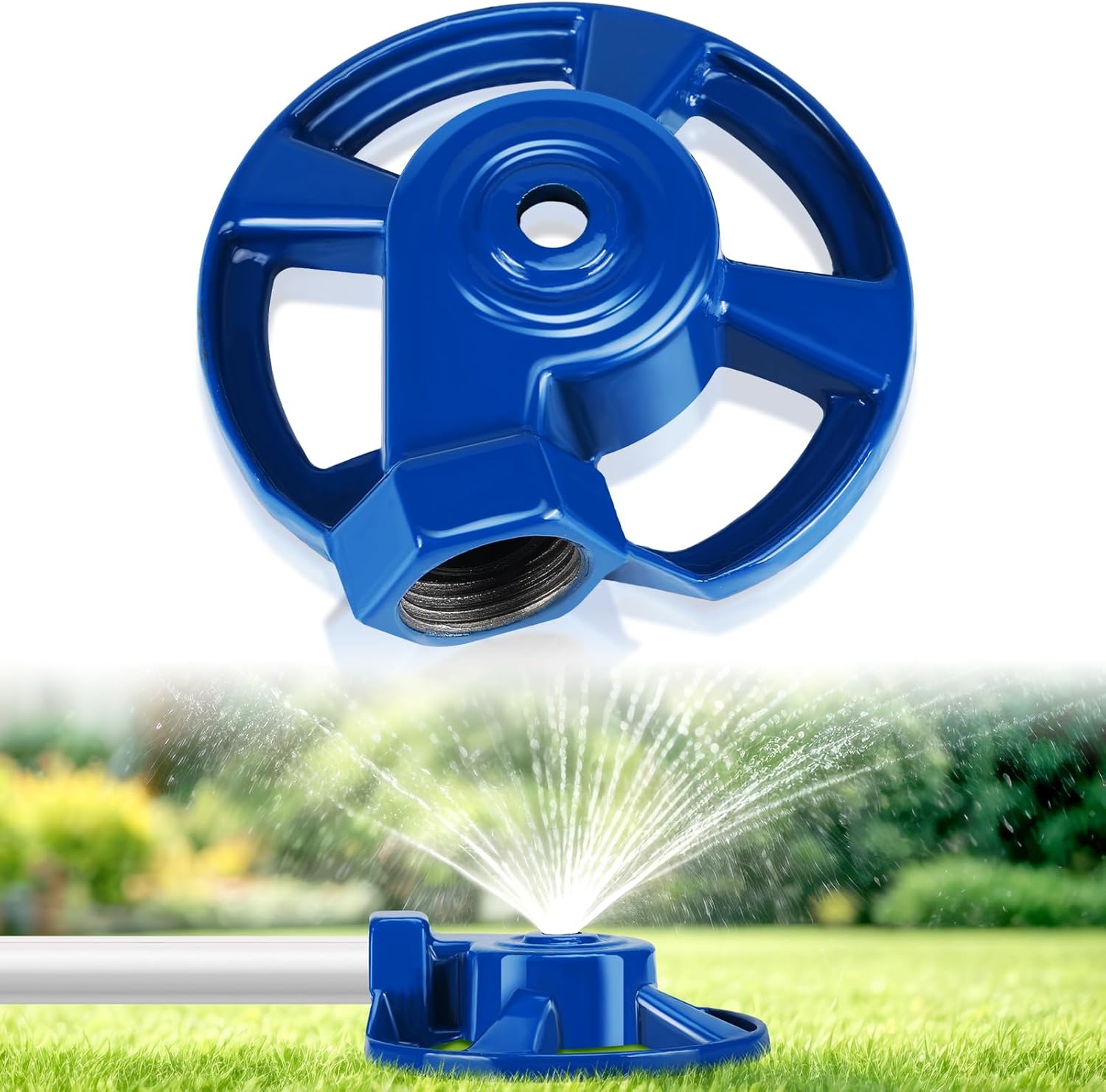 Domensi 4 Pack Cast Iron Lawn Sprinklers for Yard Heavy Duty Metal Garden Water Sprinkler American Threaded Joints for Lawn Garden Yard Irrigation System, Blue