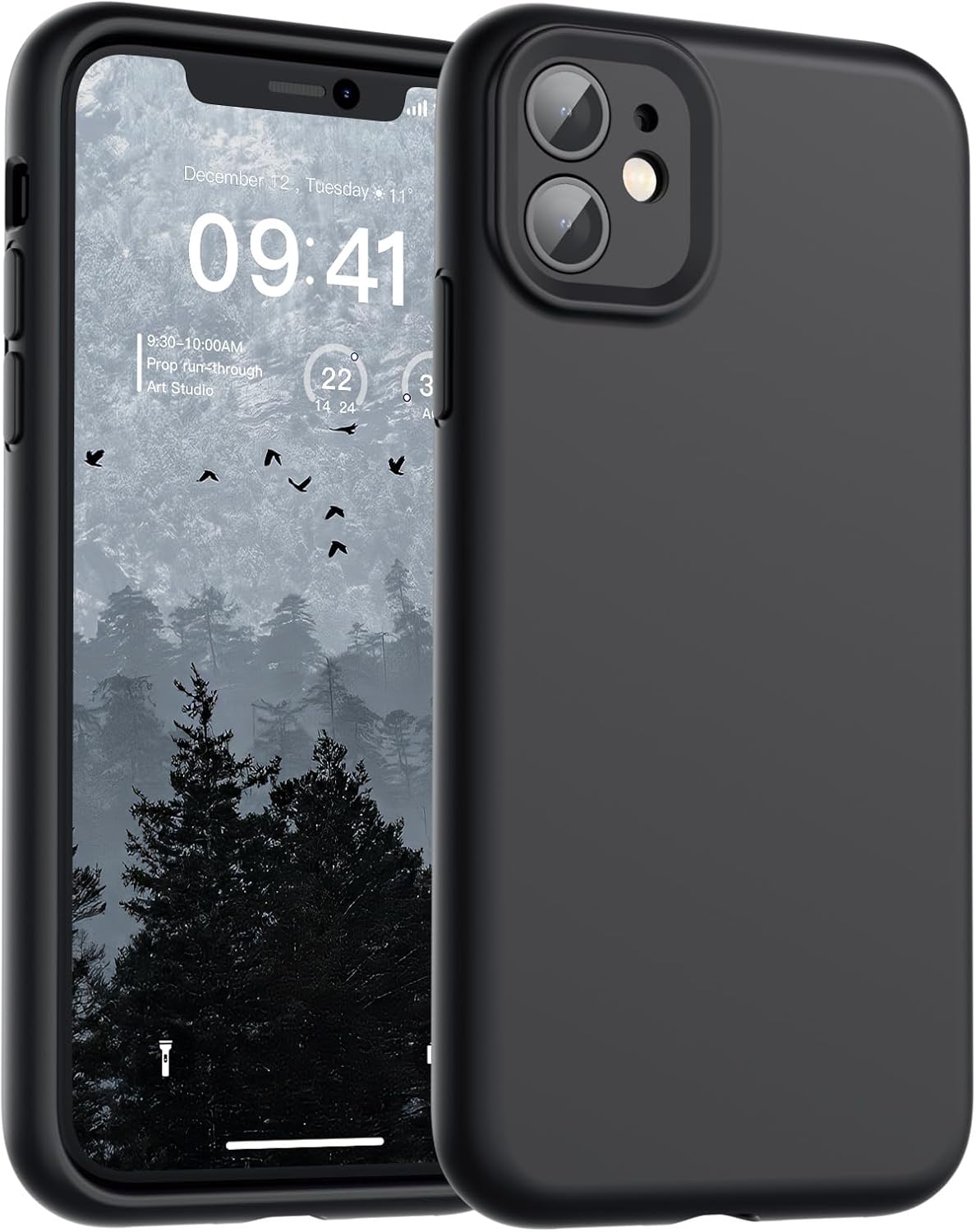 supfine designed for iphone 11 case,premium liquid silicone with [soft anti-scratch microfiber lining][upgraded camera protection] slim shockproof protective phone case for men women girls,black black iphone 11 6.1"