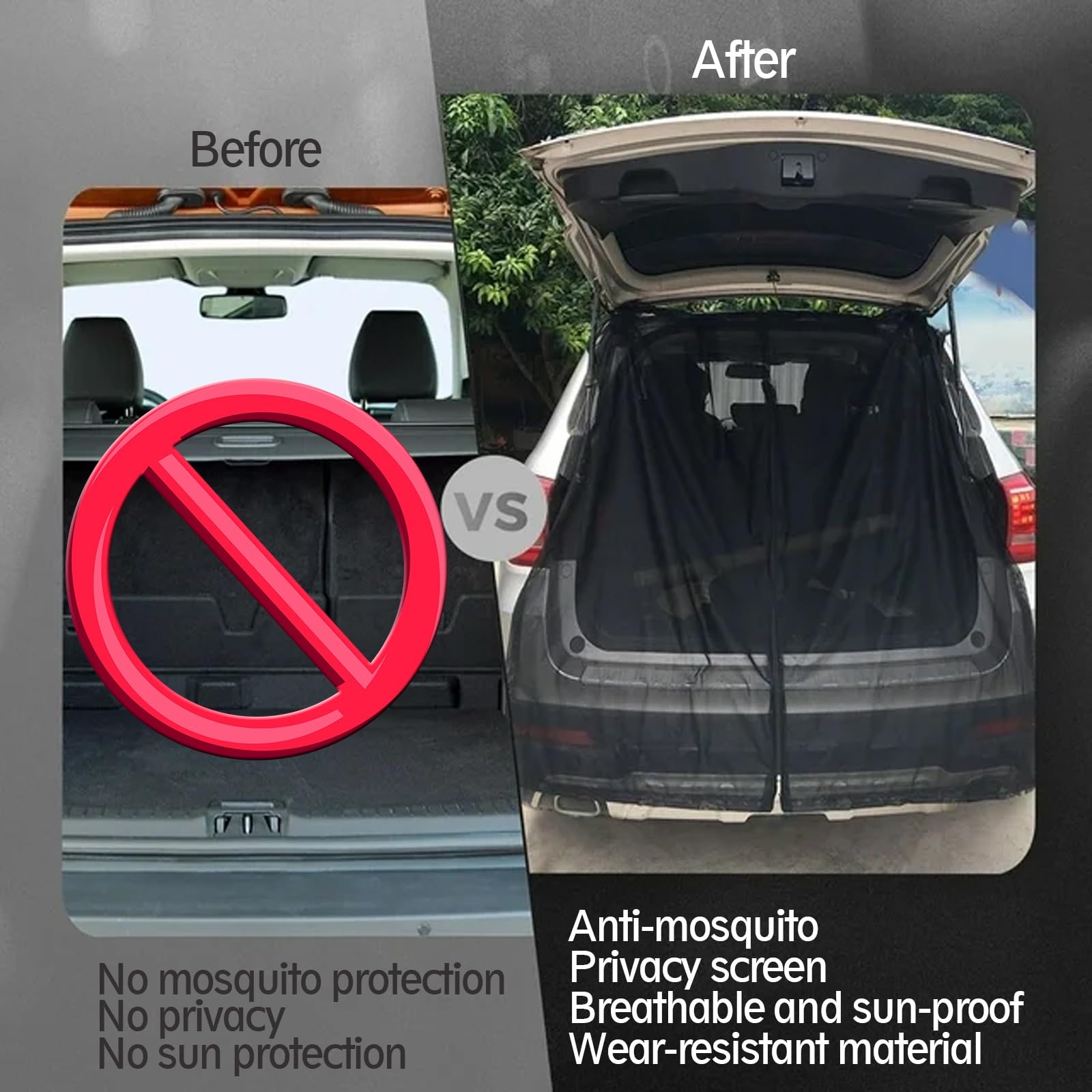 Rideaux Pare Soleil pour Hayon Voitures, Pare Soleil magnétiques pour Voiture pour la prévention des moustiques, 180 * 150cm, pour Camping-Car,Caravane,Van et Camping(L(164x150CM))