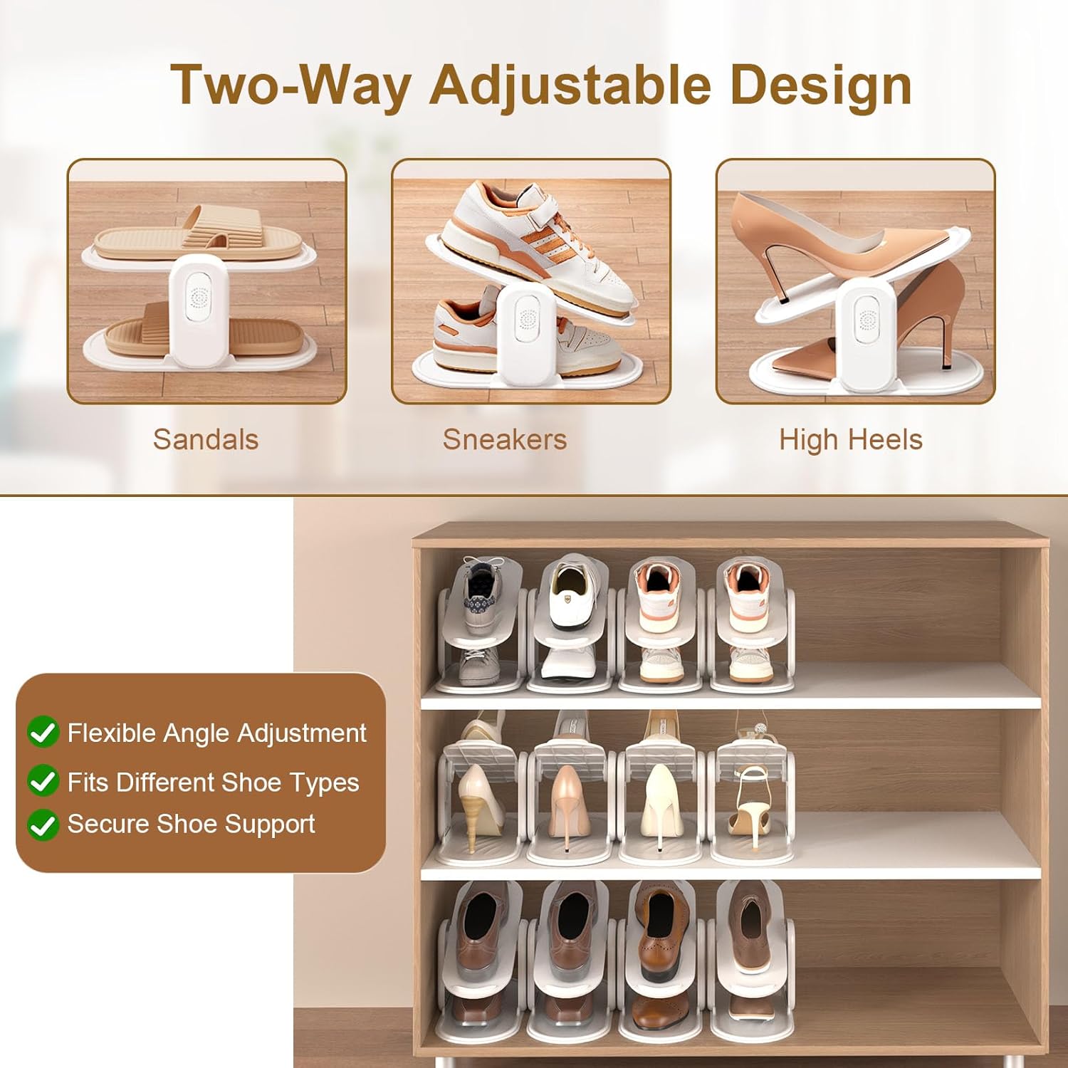 Shoe Rack with Built-in Aromatherapy Box, Adjustable Angle, Saves Shoe Cabinet Space, Strong Load-Bearing Capacity, Suitable for Sneakers and High Heels, Includes Shoehorn (16)