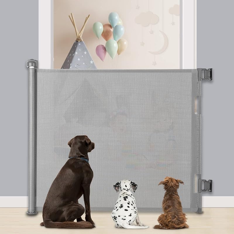 Puerta Seguridad Bebé Extensibles, 0-140 cm Barrera Seguridad Niños y Perros, Vallas de Seguridad para Niños Escaleras y Pasillos, Interiores y Exteriores (Gris)
