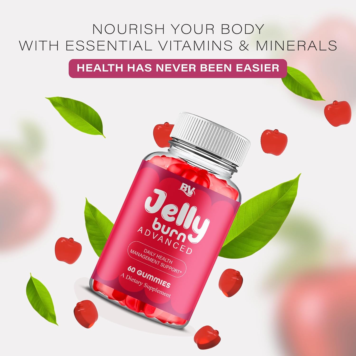 BLUE VIBE Jelly Burn Advanced Gummies, Jelly Burn Premium Health Management and Overall Wellness Support Gummy Supplement, JellyBurn Overall Health Support Supplement (5 Pack - 300 Gummies)