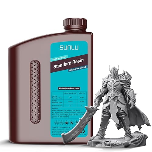 SUNLU Resina estándar mejorada de 4.4 lbs para impresora 3D, resina de curado UV de 405 nm, impresoras 3D LCDDLPSLA, resina de impresora 3D de alta