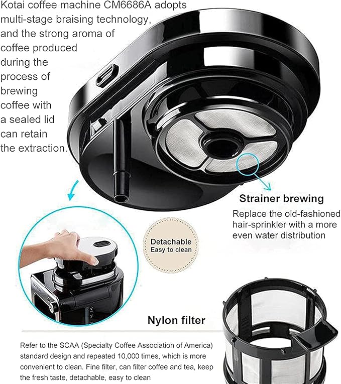 Cafetera Automática de Goteo con Molinillo 2 en 1 y Jarra de Vidrio miniatura 3