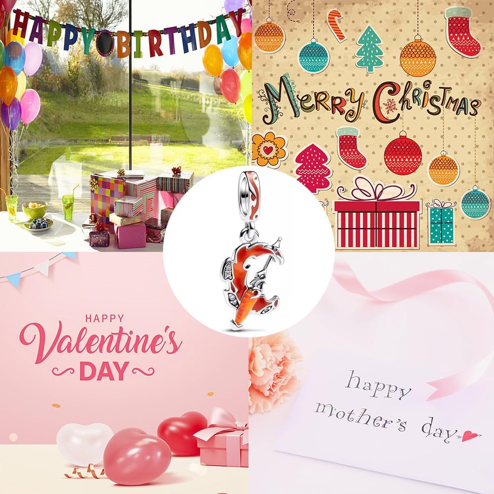 Orange Moon Dangle Charm for Women Bracelets Necklaces in 925 Sterling Silver,Mother's Day Birthday Christmas - Image 4