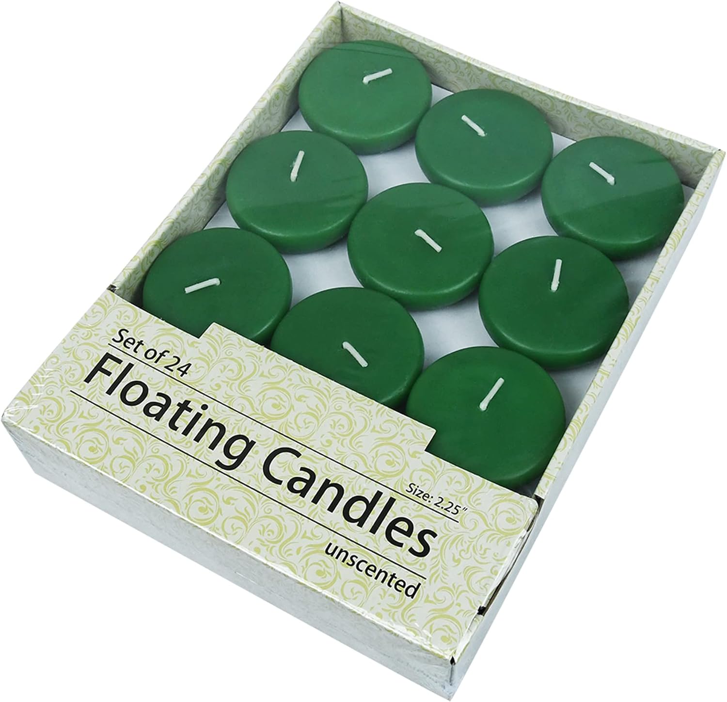 Zest Candle 24-Piece Floating Candles, 2.25-Inch, Hunter Green