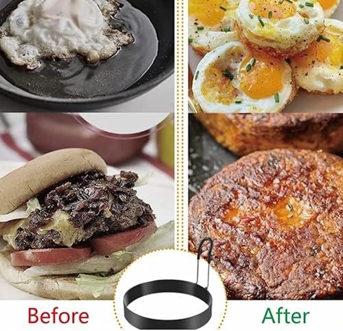 Miniatura 6 de 6 anillos de huevo, cazadores furtivos, antiadherentes, anillos de huevo de acero inoxidable para desayuno, tortillas, panqueques, sándwiches y más