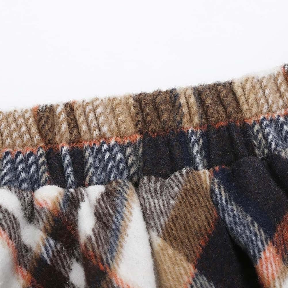 Women's Long Plaid Wool Skirt Fall High Elastic Waist Pleated Flared A-line Wool Winter Skirts - Image 6