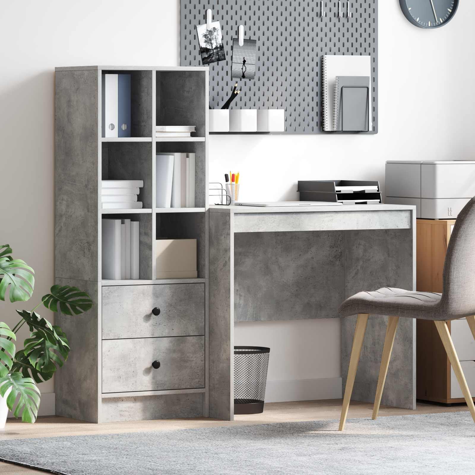 Biurko betonowe szare 125,5 x 50 x 127 cm 2 szt. materiał drewnopochodny
