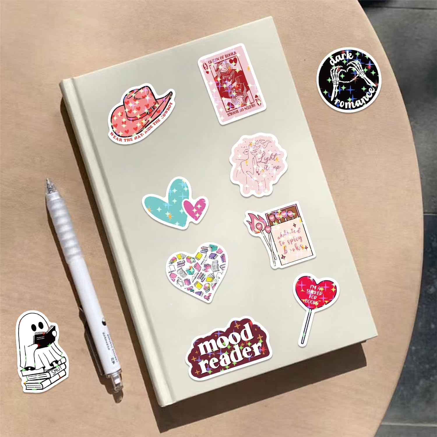 126 PCS Kindle Stickers, Funny Bookish Stickers for Readers Spicy Booktok Vinyl Decals for Laptop IPAD Ebook Reader Water Bottle Girls Holographic Waterproof Romance - Image 8