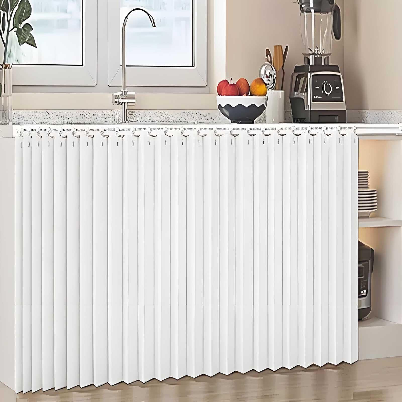 Rideau sous évier cuisine plissé 200x70 cm rideau placard pliable