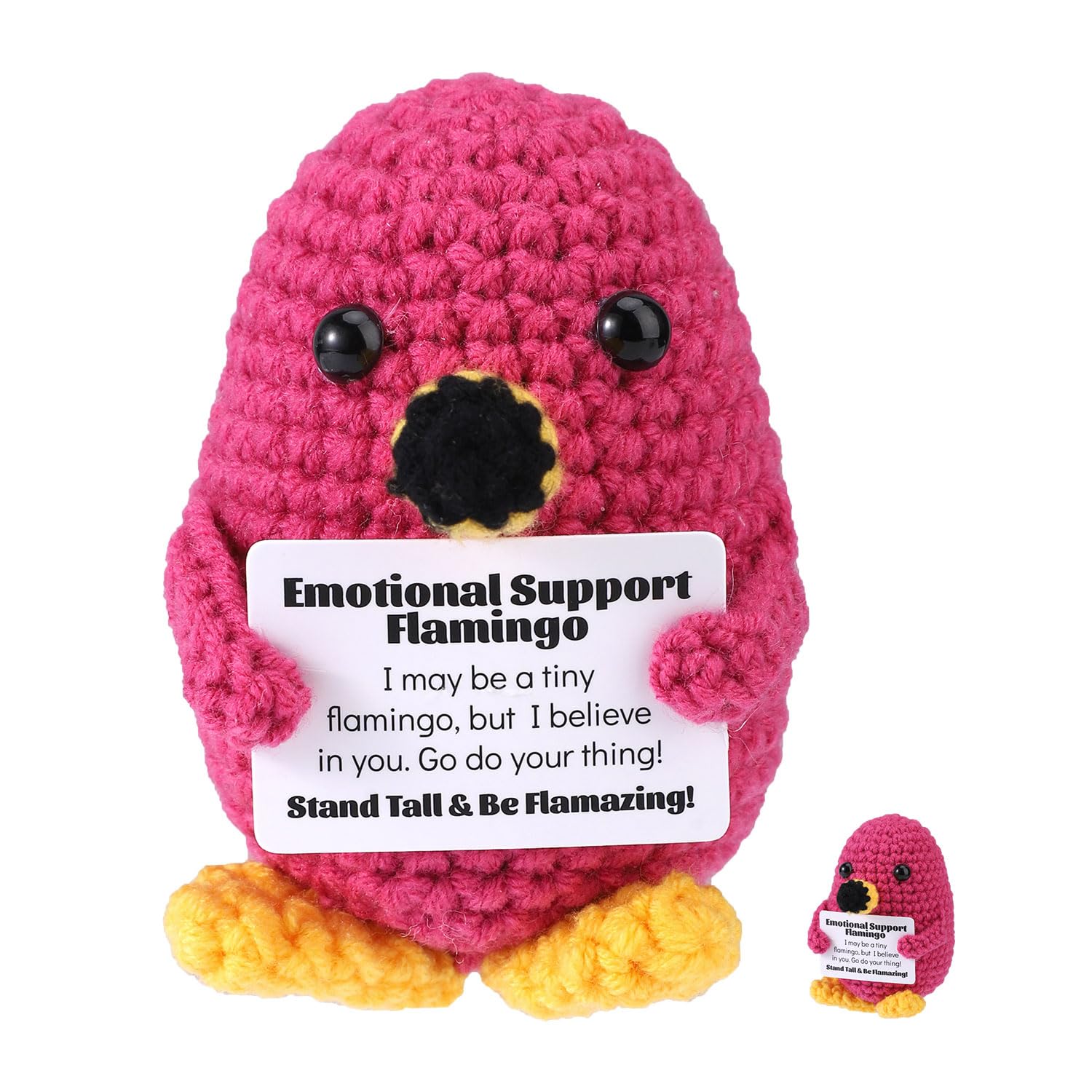 TOYMIS Flamant Rose Crochet Avec Lunettes Et Chapeau - Peluche Positive Pour Cadeau Motivation (Hawaïen)