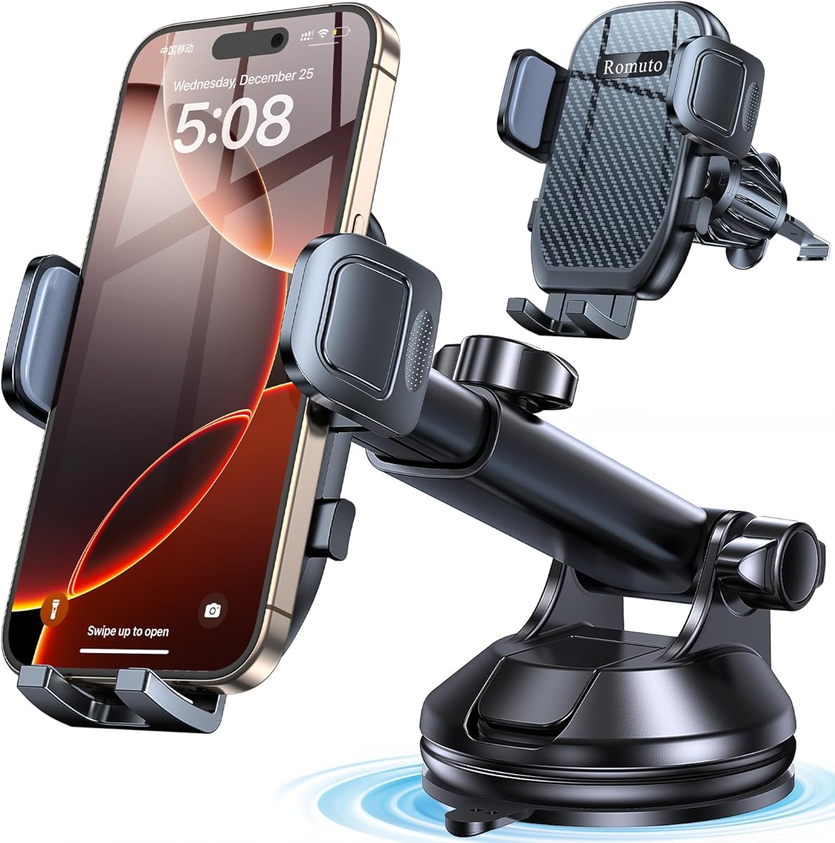 Romuto Car Phone Holder Mount【Windshield+Vent+Dash】Suction Cup Phone Holders for Your Car Phone Mount【Powerful Suction】Cell Phone Mounts for Truck Stand Dashboard car mount for iPhone 16 15 14 Pro Max