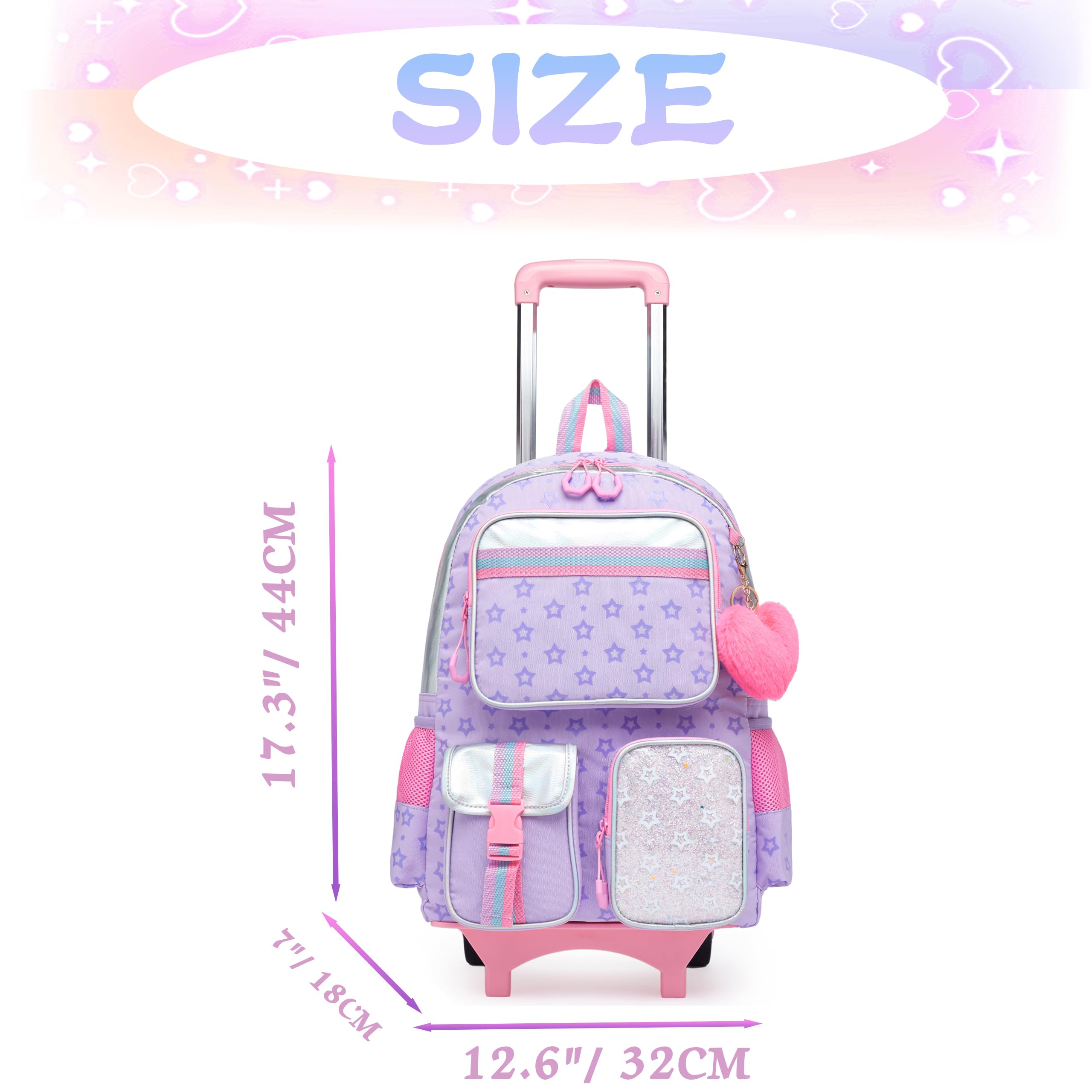 HTgroce Kinder Trolley Rucksack Schultasche Schulranzen Mädchen schultrolleys Schulrucksack Kinderkoffer Rolling Reisegepäck Mehrfachtaschen