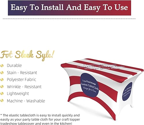 Miniatura 6 de Mantel personalizado con logotipo de negocios, funda elástica ajustable de elastano para mesas rectangulares, manteles personalizados para fiestas,