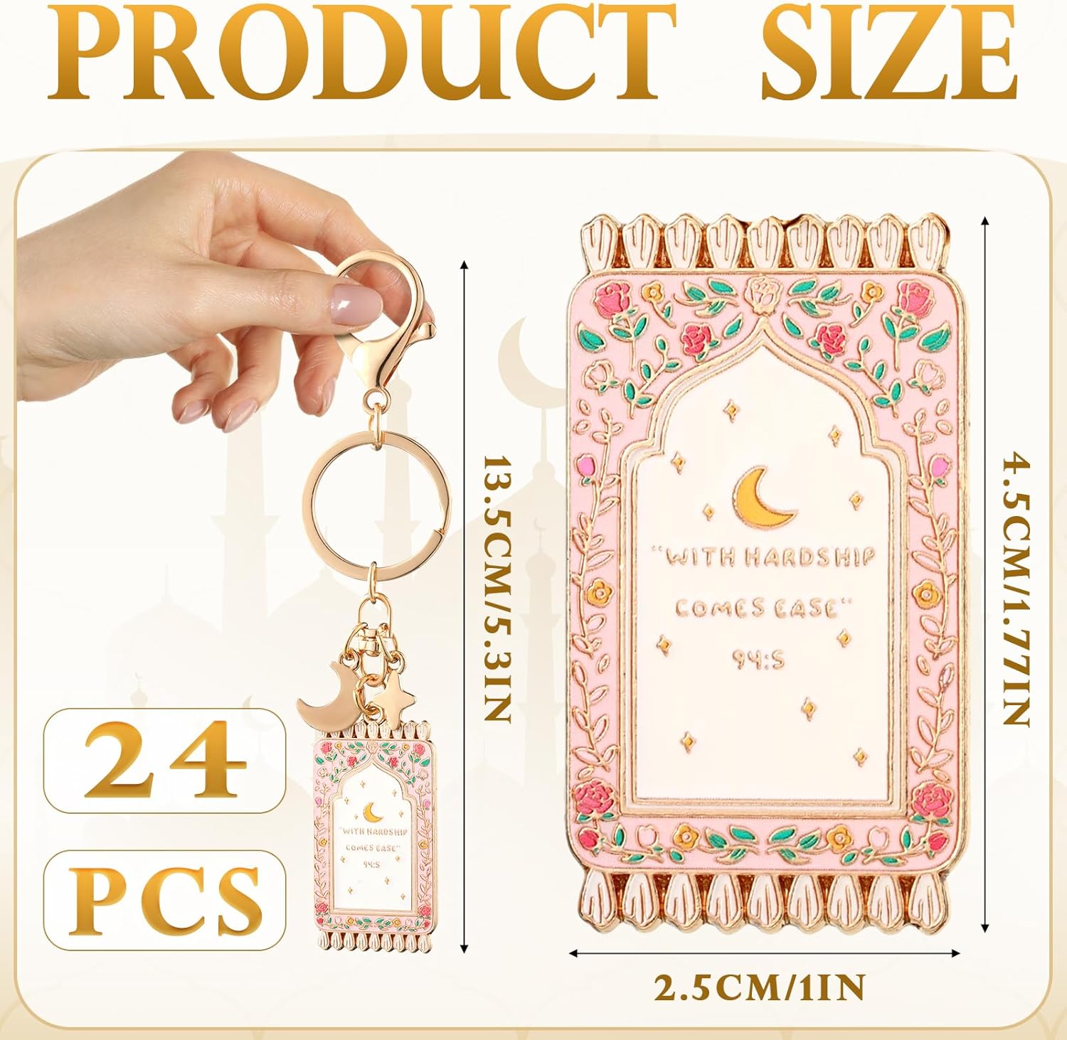 Cunno Islamic Keychain Gifts Bulk Plated Enamel Muslim Keychain Islamic Gifts for Women Men - Image 3