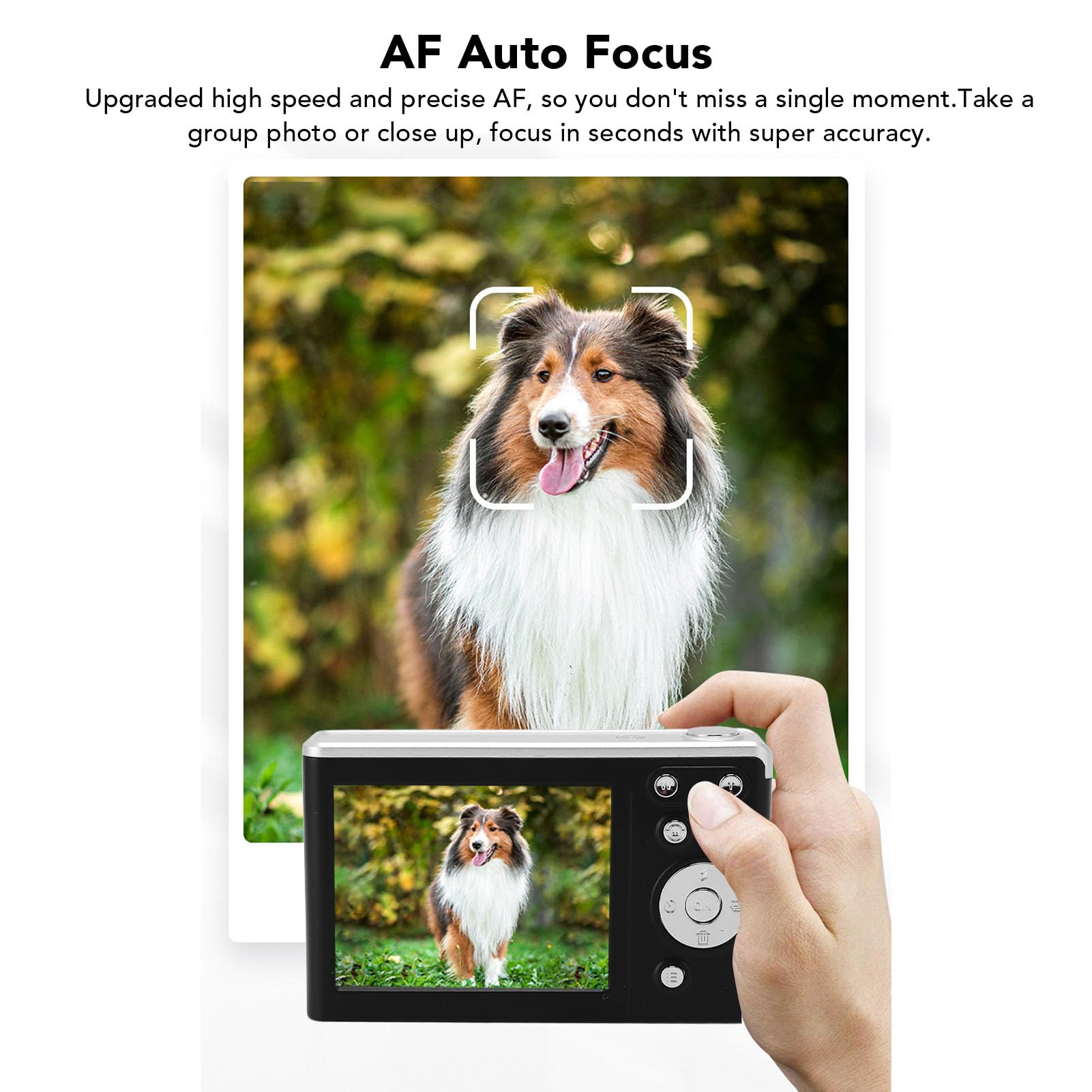 Camera Digitale 4K, Fotocamera Vlogging a Fuoco Automatico da 50 MP con Luce di Riempimento Zoom 16x, Punto Compatto e Scatta per YouTube (BLACK)