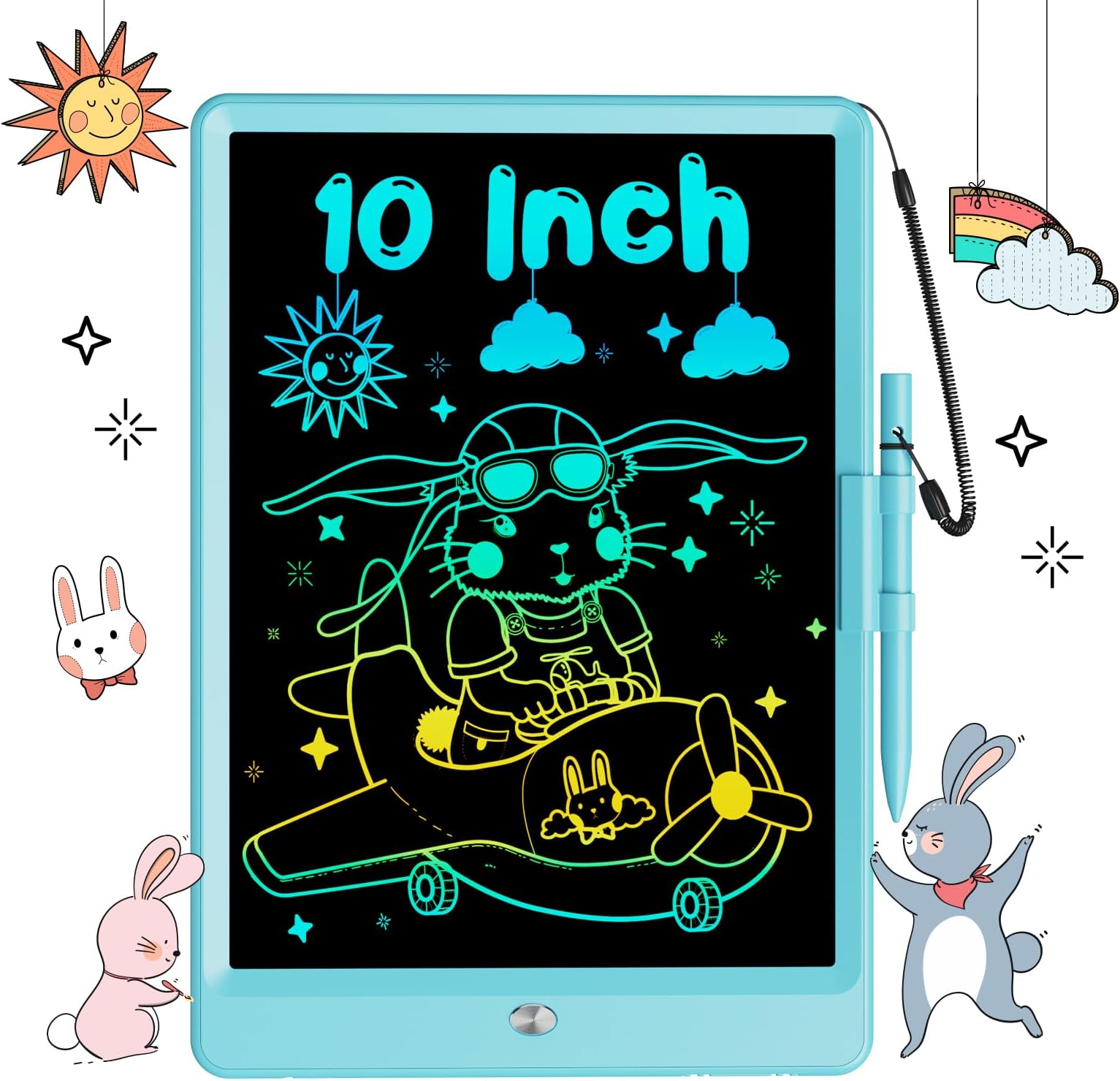Bravokids 10 Inch LCD Writing Tablet Toys for 3 4 5 6 7 8 Years Old Girls Boys, Doodle Board Drawing Tablet, Electronic Drawing Pad, Educational Toys Christmas Birthday Gift for Kids (Blue)