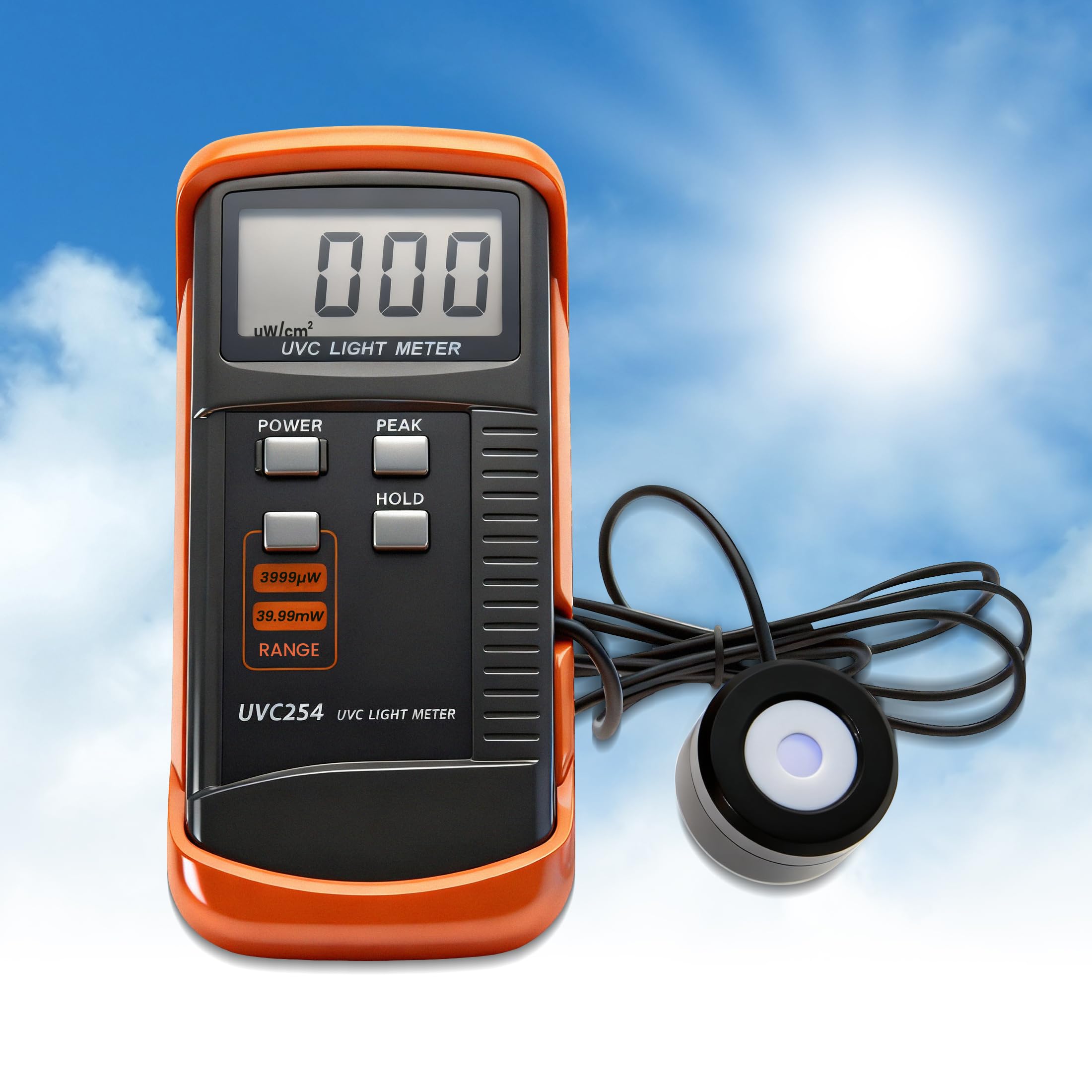 UVC Light Meter, 1uW/cm²~39.99mW/cm², UV Radiation Intensity Measuring