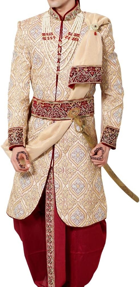 INMONARCH Mens Bollywood Cream Designer Indo Western IN481