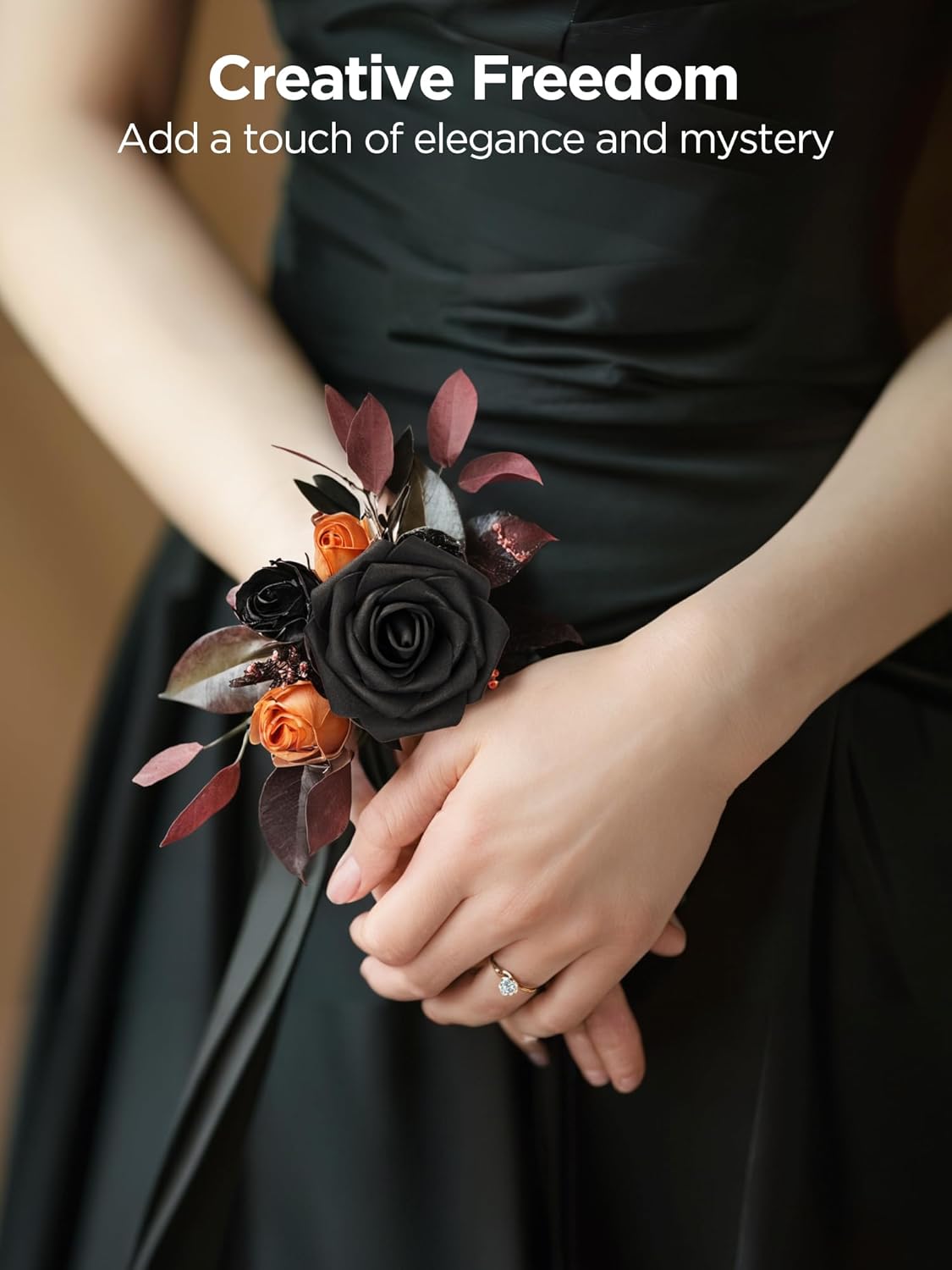 InnoGear Artificial Flowers, 50 Pcs Black Foam Fake Roses Bulk with Stems for Decoration DIY Wedding Bouquets Centerpieces Bridal Shower Party Valentines Christmas Tree - Image 2